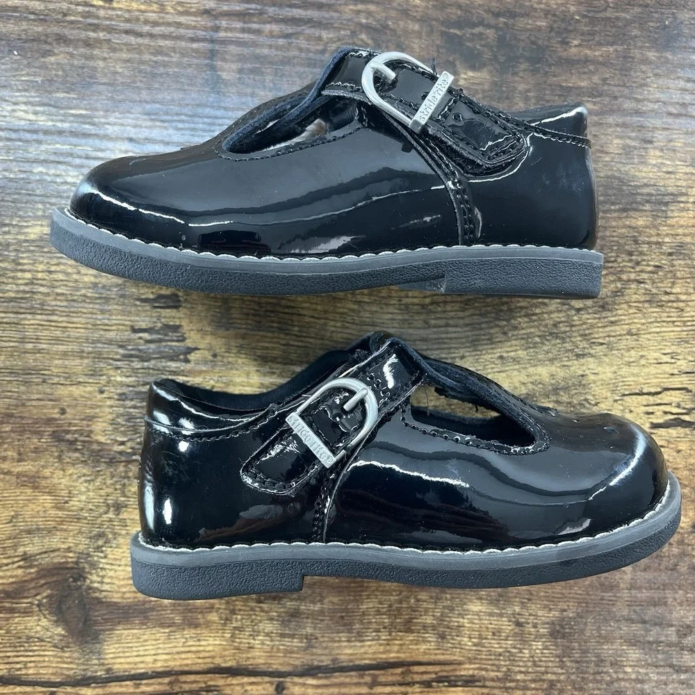 Stride Rite Girls Susie Mary Jane Loafers Black Patent Size 6.5W